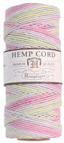 Hemptique 100% Hemp Cord Spool - 62.5 Meter Hemp String - Made with Love - No. 20 ~ 1mm Cord Thread for Jewelry Making, Macrame, Scrapbooking, DIY, & More - Variegated Baby Pastel