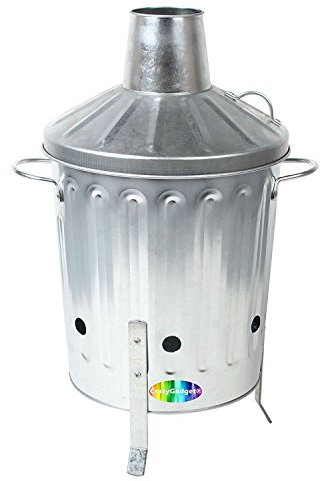 15 Litre 15L Small Garden Galvanised Metal Incinerator Fire Burning Bin for Wood Paper Leaves