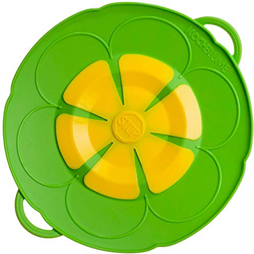 Kochblume - das Original vom Erfinder Armin Harecker | limette | Set mit Microfasertuch! Überkochschutz für Topfgrößen von Ø 14 bis 18 cm | S 22 cm