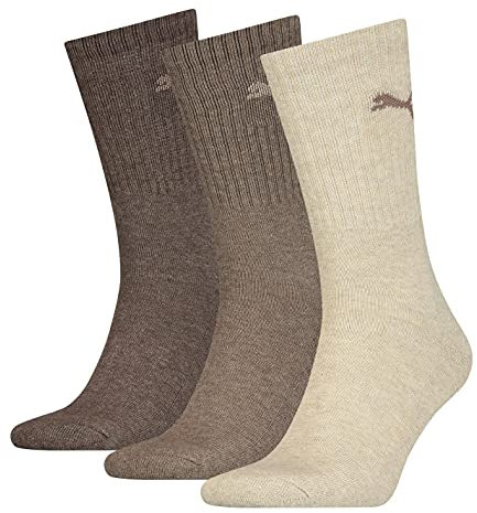 Puma Unisex Crew Socken, Brown, 39/42 (3er Pack)