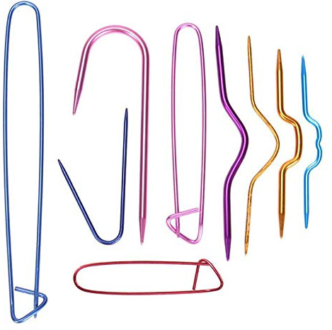Soportes para puntadas de cable, color mixto de aluminio, soportes para agujas de cable, broche de seguridad, herramienta de punto para tejer jerséis, 9 piezas (Color aleatorio)