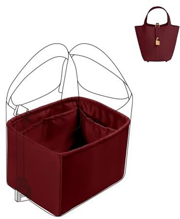 DGAZ Silk Bag Organizer Fit Picotin 18/22 väskor, Silky Smooth, lyxig handväskorganisatör och tygformare i damväska (PC22, Rouge)
