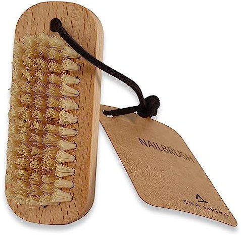 ENA Living Spazzola per unghie in legno (9,5 x 3,3 cm) | Spazzola per unghie ecologica in legno di faggio | Pulitore naturale di lunga durata e robusto