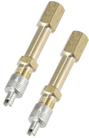 Partuto 2 Pcs 50mm Universal Tire Valve Stem Extension - Brass Brass Tone
