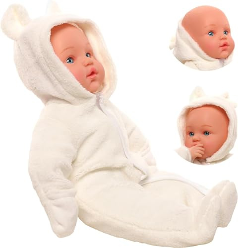 Miunana Babydocka 43 cm mjuk kroppsdocka i söta dockkläder, mycket praktisk, söt outfit, utan hår, mjuk kropp dockor för barn från 3 år