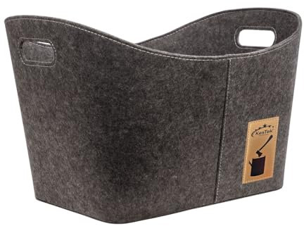 Kestek Brenn-Holzkorb Filzkorb Nepal anthrazit 550x405x355 mm - Kaminholzkorb, Holztragekorb, Aufbewahrung für Feuerholz