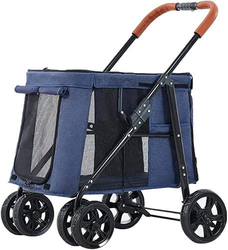 Kinderwagen für Haustiere, Hundebuggy, Hundebuggys für große Hunde, Kinderwagen für große Hunde, mehrere Haustiere, Katzenwagen, faltbar, Kinderwagen für 2 Katzen (grau) (blau)