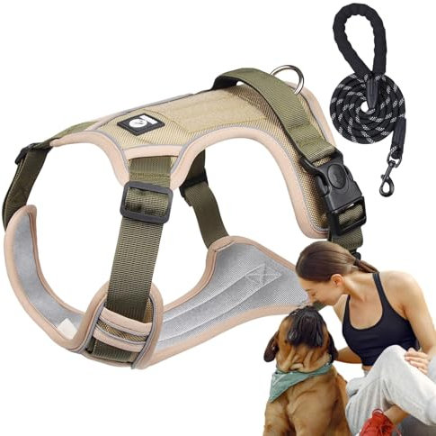 Hundegeschirr-Set, Hundetrainingsgeschirr | Atmungsaktives, zugfreies Haustiergeschirr, verstellbares Hundegeschirr | Hunde-Brustgeschirr, Hunde-Zuggeschirr mit Seil zum Spazierengehen, Joggen, Wander