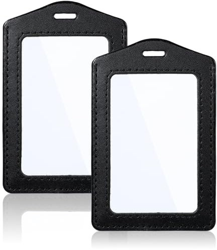 Mabor 2 Stück PU-Leder Ausweishülle Schwarz Transparenter Kartenhalter Ausweis ID Card Holder Busfahrkarten Hülle Schüler Doppelseitig Wasserdicht Ausweishalter für Kreditkarten Arbeitserlaubnis