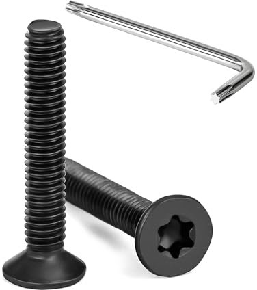 Tunejoy Tornillos de Cabeza Avellanada Torx M4 x 25 mm Negro Tornillo Avellanado Mecánico de Acero Inoxidable A2 V2A con T20 llave Rosca Completa 20 Piezas