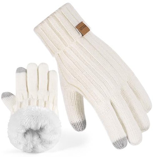 Gants d'hiver chauds en tricot côtelé pour femmes - Chaleur thermique, Acrylique super doux par temps froid