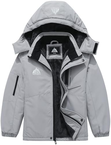 SOBAPRA Kids Waterproof Ski Jacket Warm Winter Snow Coat Boys and Girls Fleece Hooded Snowboarding Jacket