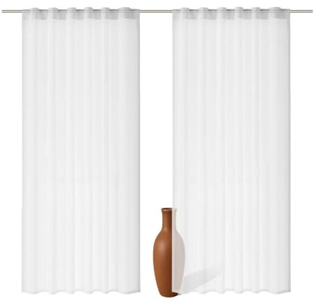 Foxx 2er Set Schlaufenschal Weiss 245 cm transparent Moderne weiße Vorhänge