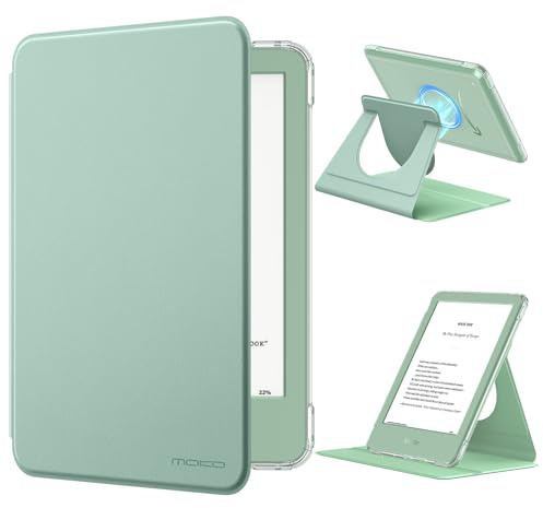 MoKo Custodia Girevole a 360° per Kindle da 6 (11a Generazione-2024/2022), Retro Trasparente Cover Protettiva Magnetica Staccabile con Supporto Auto Sueño/Estela, Verde Matcha