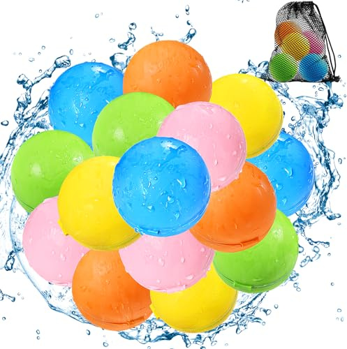 Lot de 15 bombes à eau réutilisables à remplir rapidement - Jouet d'extérieur pour enfants et adultes - Pour jardin, piscine, plage, fête