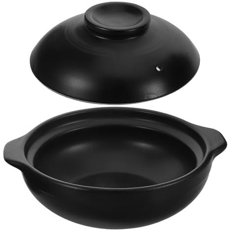 Zerodeko Cazuela de Cerámica Coreana con Tapa Resistente para Cocinar Arroz y Guisos, Cazuela de Cerámica Tradicional de Diferentes Tamaños y Peso Variable
