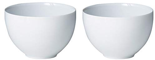 Denby White Porcelain Deep Bowls Set of 2 - Dishwasher Microwave Safe Crockery 740ml - Glazed Chip & Crack Resistant Soup Bowls
