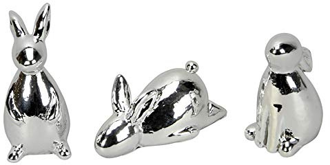Posiwio kleine niedliche putzige Mini Osterhasen Porzellan Silber Preis für 3 Stück