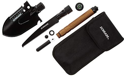 Schrade Frontier Schaufelsägen-Kombination mit 16,5 cm Schaufel, 22,9 cm Säge und 22,9 cm Aluminiumgriff, Ferrostange, Lineal/Sechskantschlüssel und Scheide für Überleben im Freien, Camping und