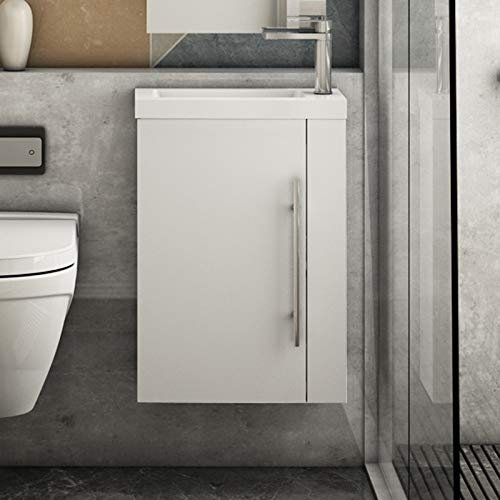 Acezanble 440mm Bathroom Wash Stands Vanity Units Wall Hung Compact Basin Door Unit White