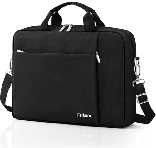 Ferkurn Laptop Bag Case for Women Men, Messenger Briefcase Computer Bag with Shoulder Compatible with Macbook Pro/Air, XPS Latitude, HP Pavilion, ASUS, Acer, Samsung, Black, 17 17.3 Inch