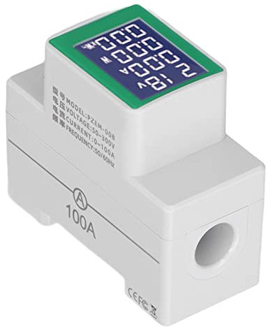 Medidor de Energía Medidor Eléctrico, 0-999kWh Medidor KWH de Riel DIN, 50-300V 100a Corriente Ca Medidor Eléctrico KWH Medidor de Energía Retroiluminado con Pantalla BTN