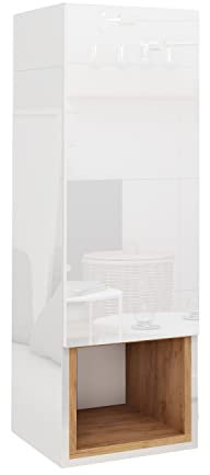 BROMARKT Premium Hängeschrank mit Regal 105x35x32 cm - Hängeschrank für Wohnzimmer, Schlafzimmer - Wandschrank Hängend - Platzsparende Hängeschränke - Hochglanz - Weiß