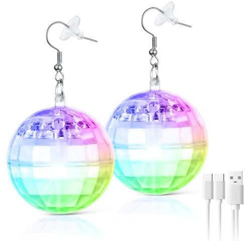 Aucuu Orecchini a Sfera da Discoteca, 1 Paio Disco Ball Pendenti per Anni '60 '70 Festa, Accessori Donna e Ragazze