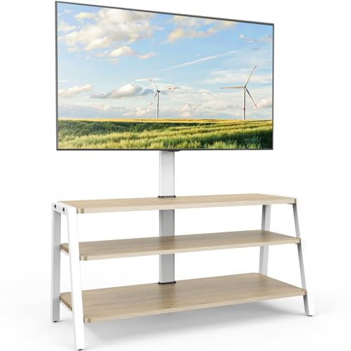 FITUEYES Meuble TV avec Support en Bois pour Ecran TV de 37 à 70 Pouces et Meuble Support TV 6 Réglages en Hauteur 1135 mm à 1299 mm jusqu'à 35 KG Max.VESA 600x400 mm pour Salon Chambre Réunion