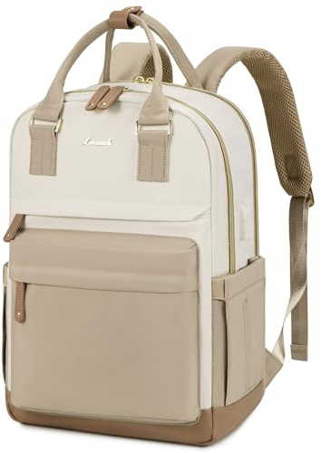 LOVEVOOK Backpack Womens, 15.6 Inch Laptop Travel Work Rucksack, Waterproof School Bag with USB Port, Anti Theft Ladies Computer Back Pack for Office Business College Uni, Khaki