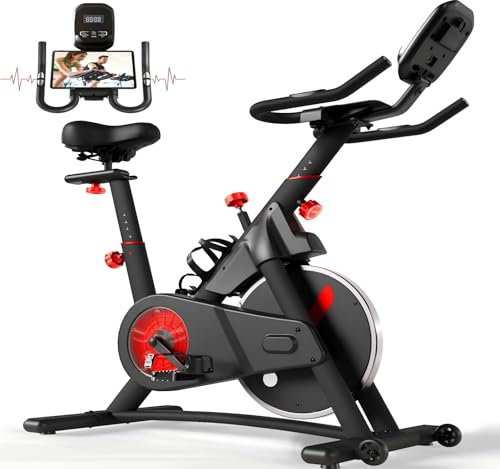 Devoko Heimtrainer Fahrrad Profi Leises Hometrainer Fahrrad mit magnetischem Widerstand Indoor mit LCD-Monitor Idoor Bike mit weichem Sitzbezug 150kg,Schwarz