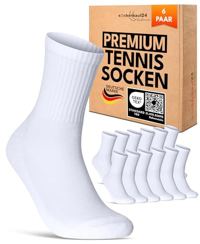 sockenkauf24 Calcetines Deportivos Mujer Tenis Performance Crew Socks 6 Pares Acolchados Transpirables Estilo Retro 70107T (Blanco 35-38)
