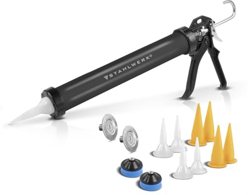 STAHLWERK Silikonpistole SPB-600 ST mit 600 ml aus Aluminium Silikonpresse | Acrylpistole | Kartuschenpresse | Beutelpresse | Silikonspritze | Kartuschenpistole für Kartuschen und Schlauchbeutel