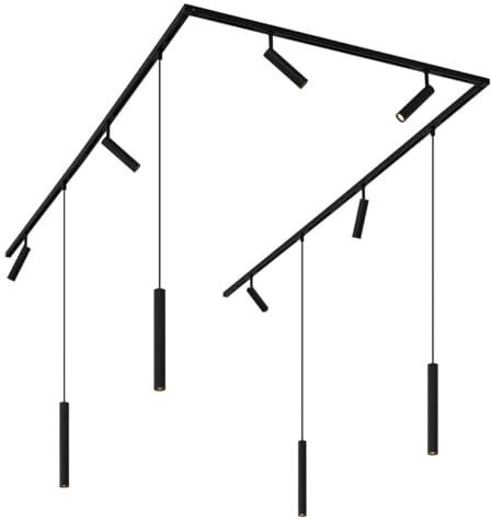 Qazqa - Modern Track Lighting System with 6 Spotbar I Spotlight Ceiling Bars and 4 Pendant Light Ceilings Black 1-Phase - Slimline Uzzy Keno- - Modern - Suitable for LED G9 | 10 Way Light - Polyeste