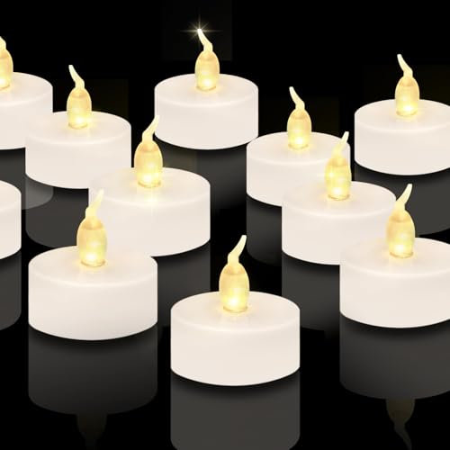 CNMTCCO 24 pcs Tea Lights Candles, LED flameless Battery Candles, Bright Flickering Tea Lights，Extra Long Battery 200+ Hours for Halloween Christmas, Wedding, Party Home Decoration (Warm White