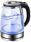 Premium Glass Electric Kettle, 1.8L Capacity, 1500W Fast Boil, LED Illuminated, 360° Base, Electric Kettle Glass, Fast Boil Quiet, with Blue LED, Boil-Dry Protection, Black, BPA Free, UK Plug