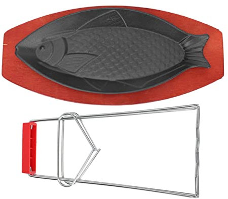 ABOOFAN Teglia da Forno in Ghisa A Forma di Pesce Vassoio Antiaderente per Grigliate di Bistecche E Montone Portacibo Western E Durevole