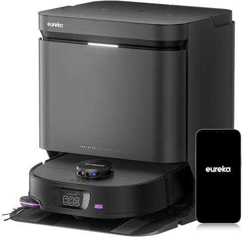 Eureka J15 Max Ultra Saugroboter mit Wischfunktion, Extensible Seitenbürste & Wischarm, 22000Pa Saug Wischroboter mit Selbstreinigung, 80℃ Heißwasserreinigung, IntelliView 2,0, Anti-Wickel