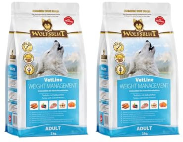 Wolfsblut VetLine Weight Management Truthahn 2 x 2kg Trockenfutter – Diät-Alleinfuttermittel für Hunde mit Übergewicht & Diabetes, getreidefrei, mit L-Carnitin & Superfoods