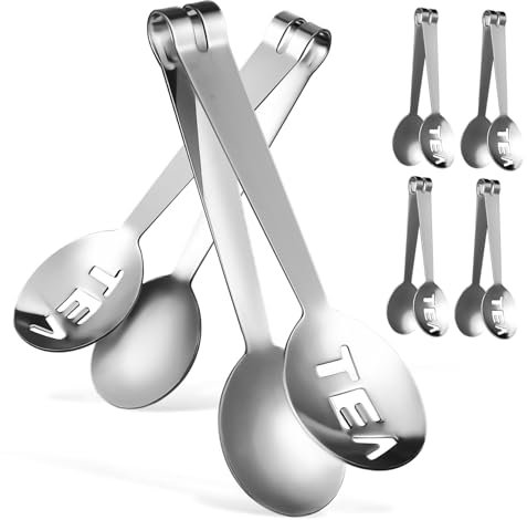 Cabilock Set 6 Pinze per Spremere Bustine Tè in Acciaio Inossidabile – Pinze per Tè e Frutta Design Compatto e Accessori