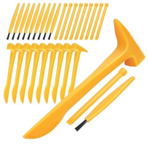 MOLUCKFU Dinosaur Dig Tools Kit Excavation Set for Boys and Girls with 10 Hammers, 10 Nails, and 10 Brushes Pvc Archaeological Digging Toys Educational Science Kit for Learning