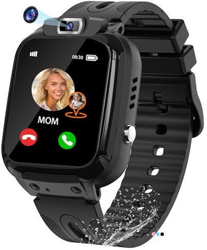 EUNICECG Smartklocka för Barn med GPS-Tracker IP68 Vattentät Klassrumsmodell Telefon Spel Väckarklocka SOS - Digitalt Smartwatch Barn för Flickor Pojkar Tonåringar Födelsedag Gåvor