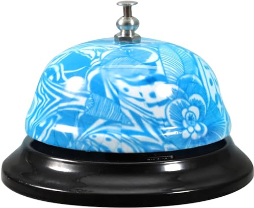 Baluue Campanello del Servizio Clienti da Scrivania Stampa Decorativa, Campana Manuale Leggera e Resistente per Reception, Bar e Ristorante, Facile da Usare e Trasportare Stile Casuale
