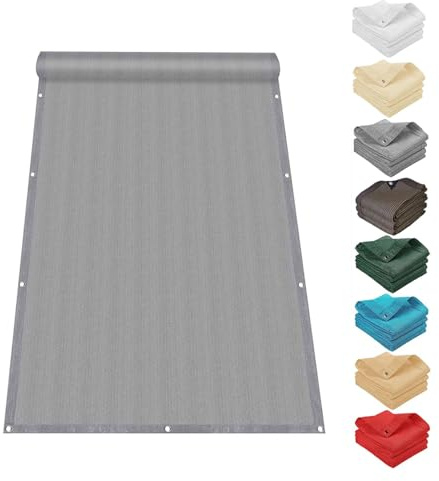 Pantalla para Balcón 155 x 400 cm Protección UV, Resistente Al Viento y Al Agua Transpirable Valla de Privacidad Banda de Ocultación para Exterior Terraza, Gris