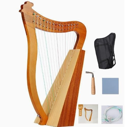 Amaibijin Set di arpa in legno, strumento musicale a risonanza, 3 fori di risonanza con chiave di accordatura e borsa per il trasporto, strumento musicale professionale portatile.,A(15strings)