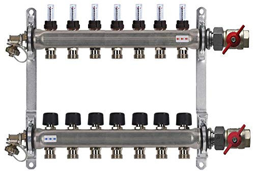 Buderus Heizkreisverteiler HVE-FD-AK mit Durchflussmengenmesser, Heizkreise/Baulänge:7 HK / 550 mm