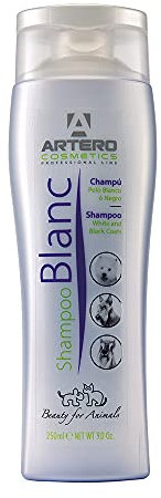 Artero Blanc. Champú Blanqueante para Perros de Pelo Blanco. Consigue el Blanco Nuclear. Brillo, suavidad y Limpieza de Raiz a Puntas. Apto para Perros Negros, Grises y Azules intensificando el Color