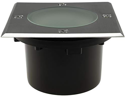 ChiliTec Bodeneinbauleuchte ECKIG 70mm flach 12x12cm IP65 Befahrbar und Trittfest 2 Anschlüsse Aussenleuchte