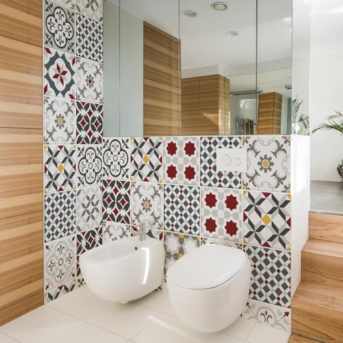 RE-COVERTILES - Fliesenaufkleber Küche und Bad PVC-Klebefliesen Regenmäntel Kratzfest Stickers Dekoration Wand Zementfliesen Peel and Stick - Modell 12 Stücke 15x15 cm PS00166 Made in Italy