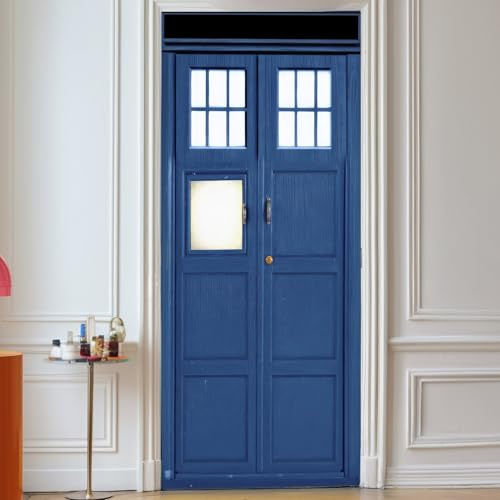 Telephone Booth Door Wallpaper – Door Sticker 78.74″ × 35.4″ Removable Vinyl with 3D Effect & Vintage Style, Waterproof & Easy Apply – Self Adhesive Peel & Stick for Entry, Bedroom, Wall, Glass Decor